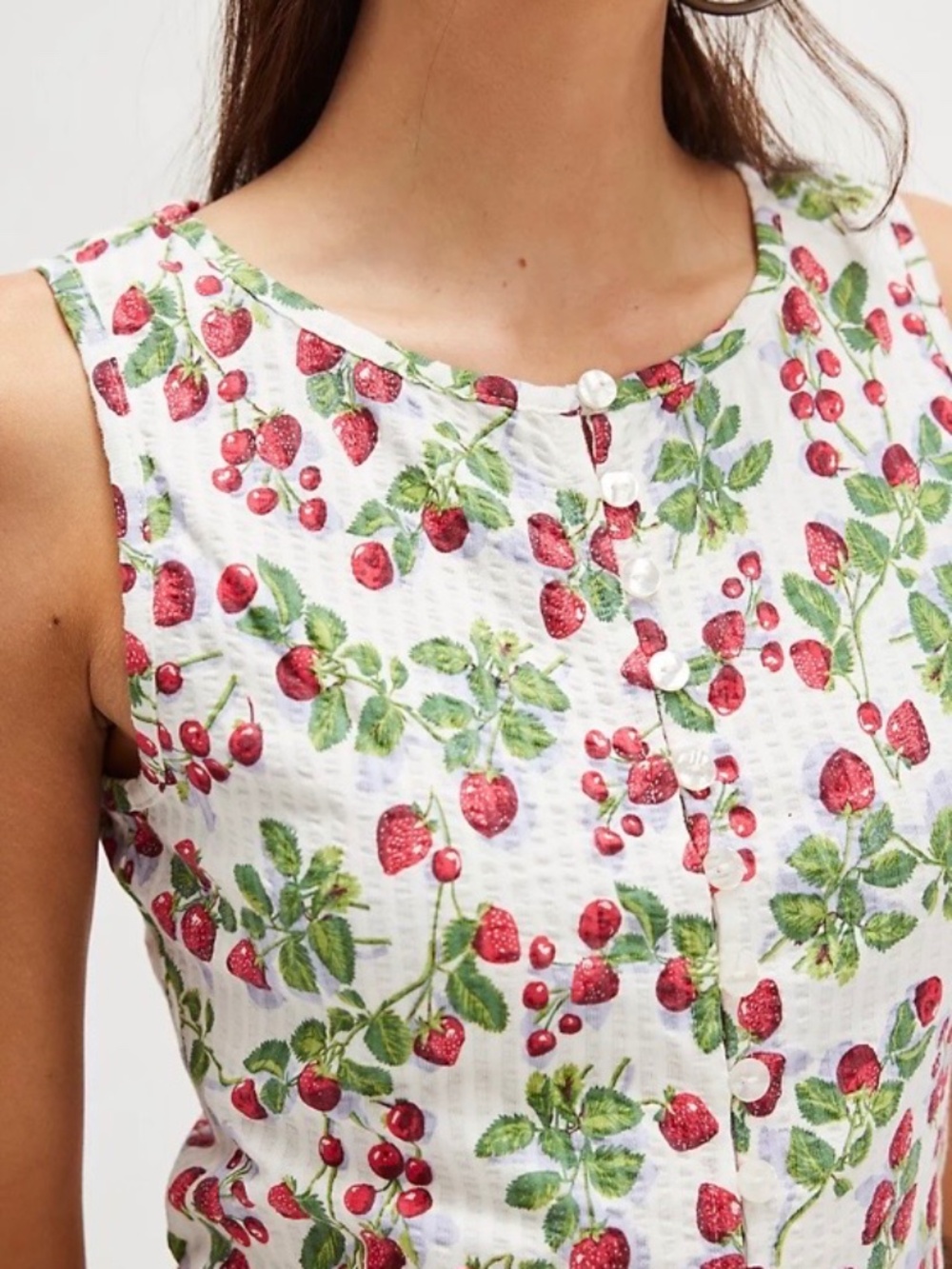 Free People Tilly Vest tank top shirt Strawberry print
